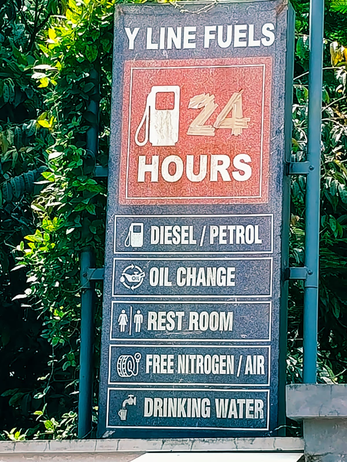Y Line Fuels 24 Hours Sign